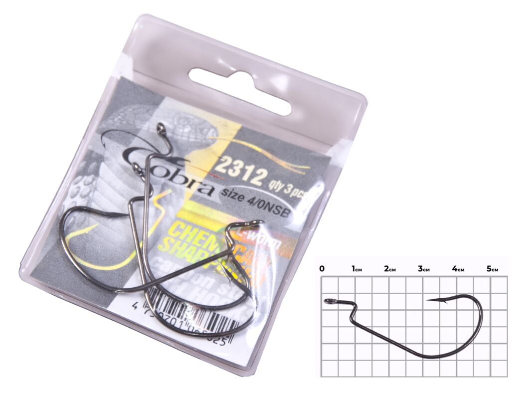 Cobra L-WORM offset hooks ser.2312NSB size K04/0 3 pcs.