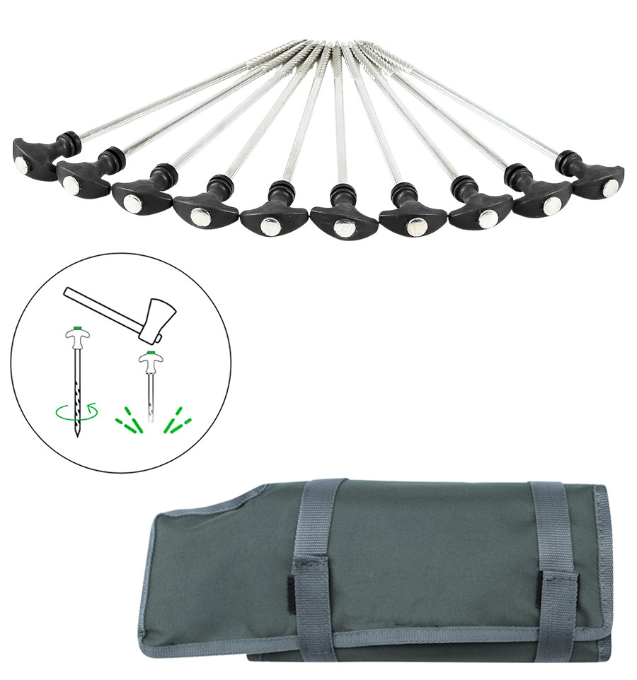 Țăruși pentru cort cu ciocan World4Carp Tent Peg Set + Hammer