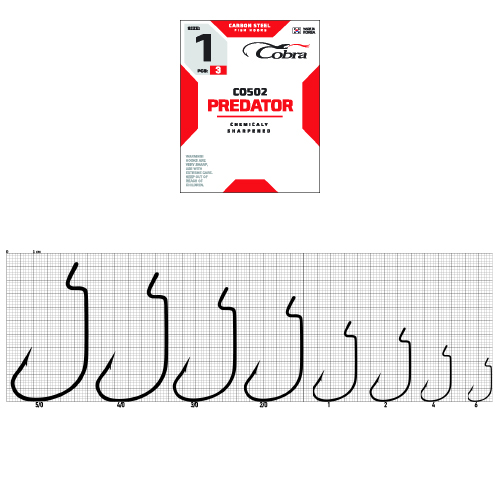 Offset hooks Cobra L-WORM ser.2312NSB size 005/0 3pcs.