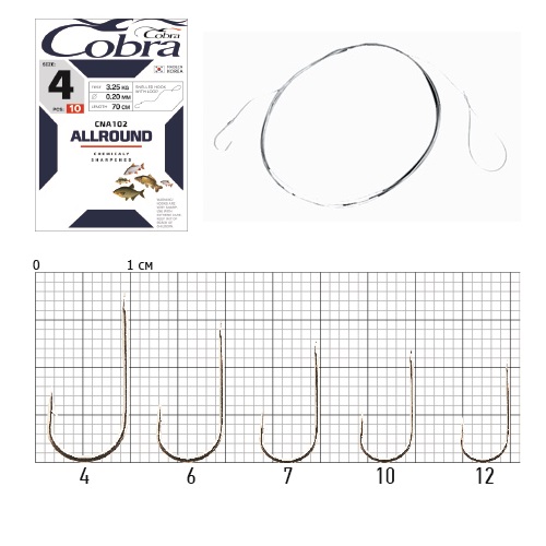 Hooks with leader Cobra ALLROUND 70cm