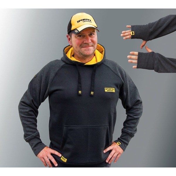 Raglan hoodie Sportex, anthracite/yellow