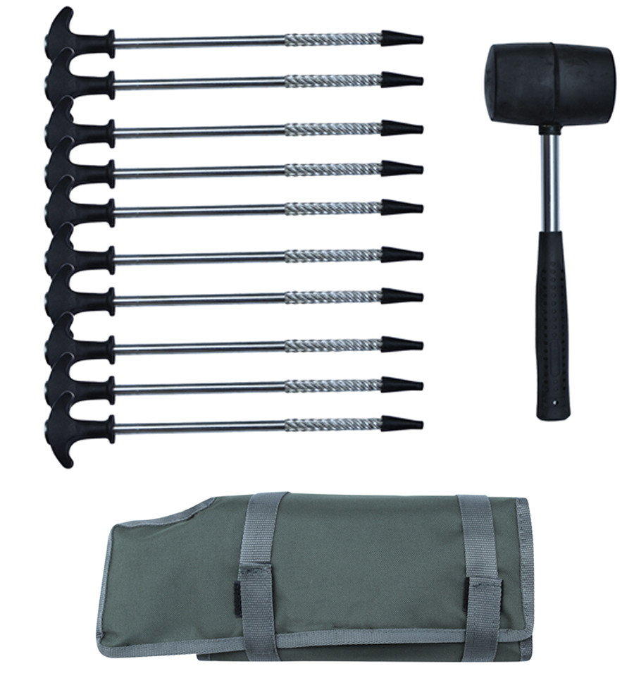 Țăruși pentru cort cu ciocan World4Carp Tent Peg Set + Hammer