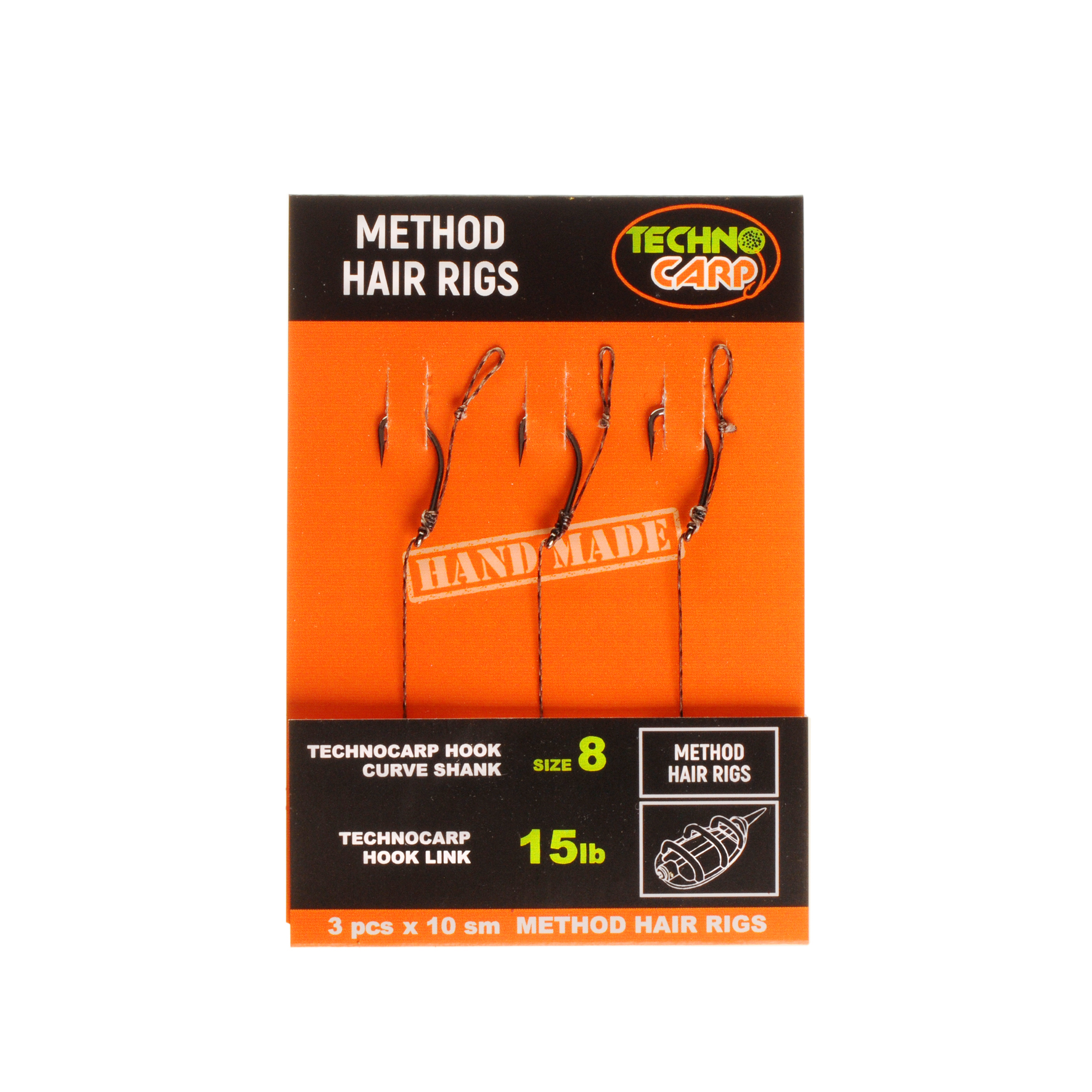 Ready hair rig Method 15Lb. Curve Shank Hook #8. — Technocarp
