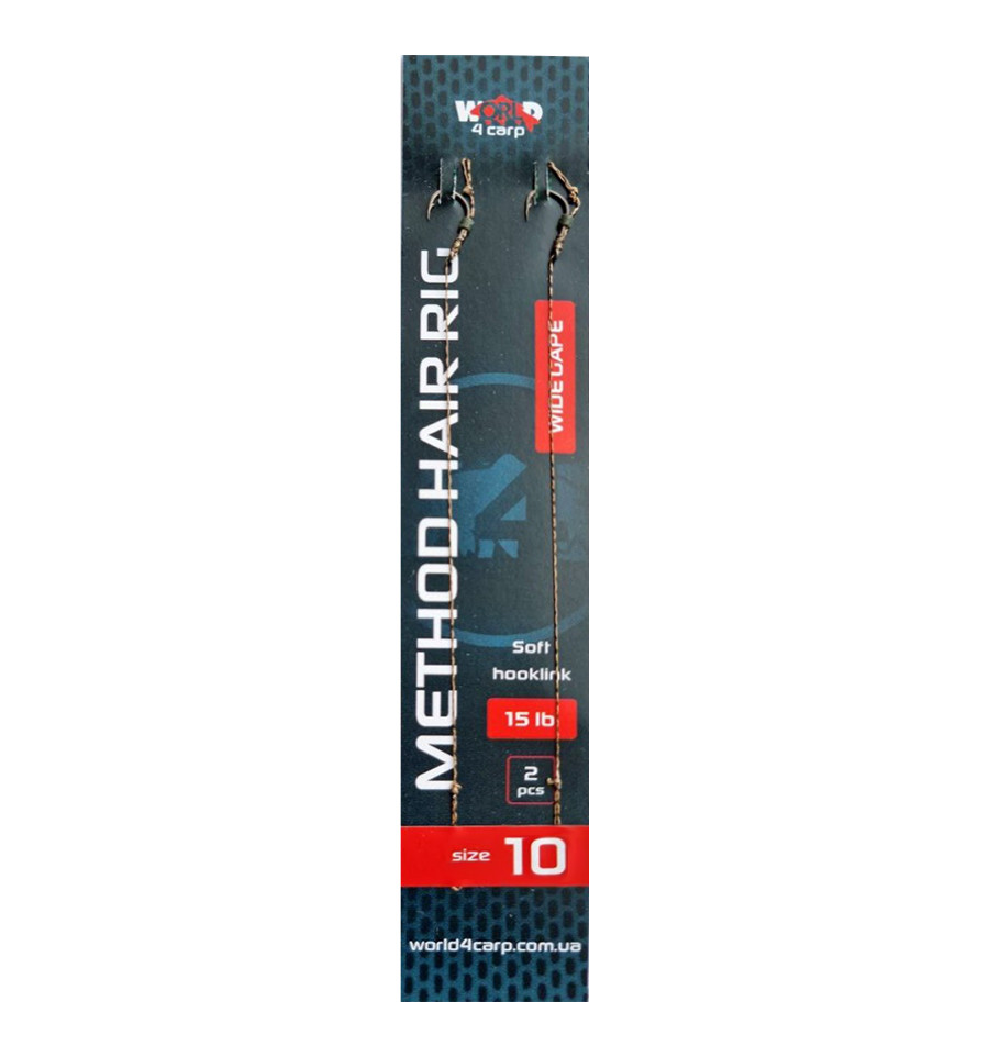 Montură gata cu fir de păr World4Carp METHOD hair rig WIDE GAPE