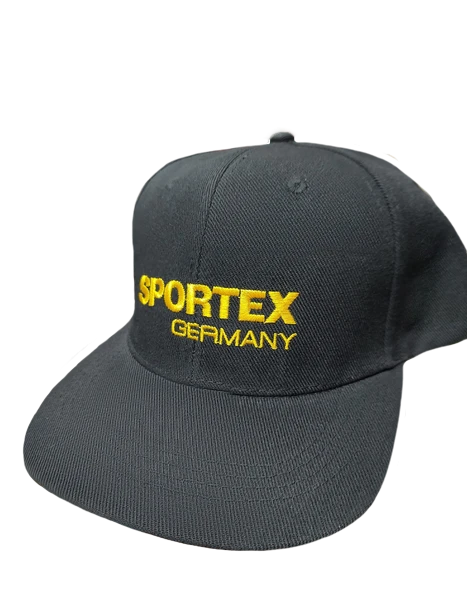Cap Sportex — black with yellow lettering