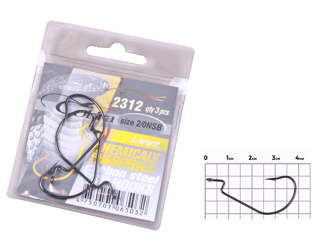 Cobra L-WORM offset hooks ser.2312NSB size 002/0 3pcs.