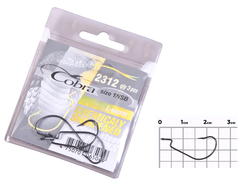 Cobra L-WORM offset hooks ser.2312NSB size 001 3pcs.