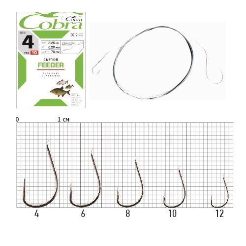 Hooks with leader Cobra FEEDER 70cm